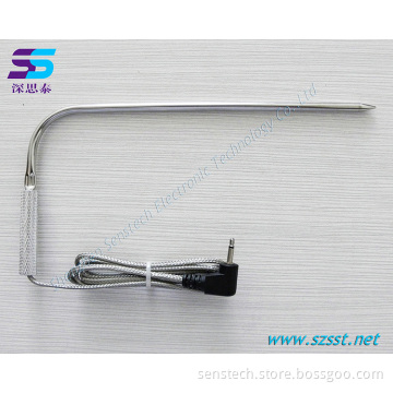 BBQ meat probe with stainless steel braided wire